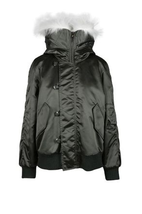 Dondup Padded Bomber Jacket Fur Hood - Military Green