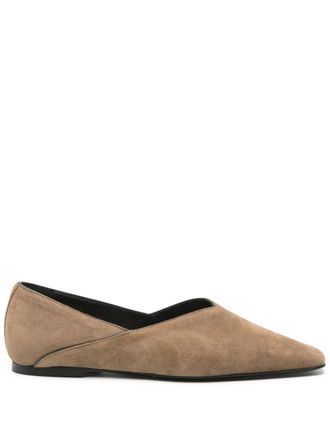 Toteme suede ballet flats - women - Calf Suede/Calf Leather/Calf Leather - 39 - Brown