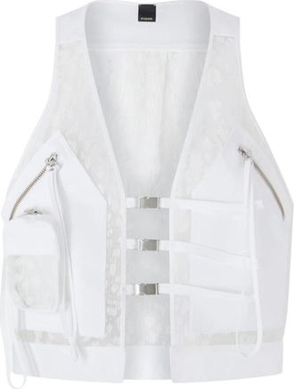 Pinko Brad Gilet Organza Crepe - Dames - Bodywarmers - Wit - M - Organza - Jassen