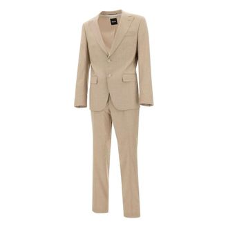 HUGO BOSS Hugo, Single Breasted Suits, male, Beige, Size: XL H-Huge Suit