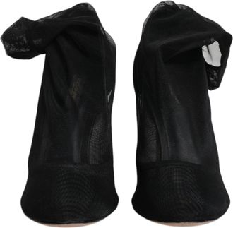 Dolce & Gabbana Black Nylon Mesh Sock Style Boots Womens Shoes (Pre-Owned)