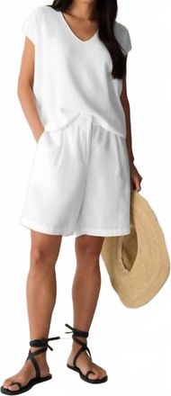 Eileen Fisher Fly Front Organic Linen Shorts In White