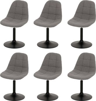 Hhg Hhg - Lote De 6 Silla De Comedor 842, Silla De Cocina Silla Giratoria, Acero Mvg Tela/textil Boucl&eacute; (450g/m&sup2;), Gris