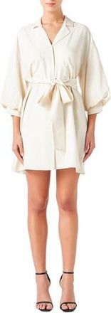 endless rose Tie Waist Mini Shirtdress in Beige at Nordstrom Rack, Size X-Small