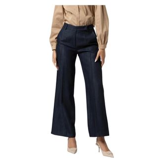 Kocca Broeken, Dames, Blauw, M, Leer, Elegante professionele enkellange broek