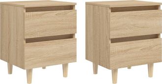 vidaXL Vidaxl - Mesitas De Noche 2 Uds Patas De Madera Roble Sonoma 40x35x50 Cm