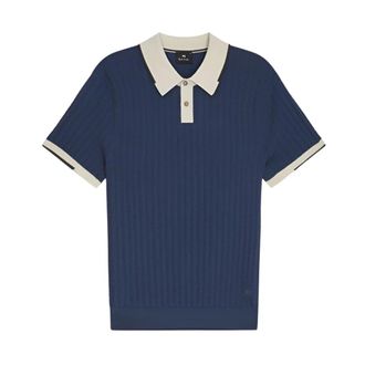 Paul Smith Polo Shirts, male, Blue, M, Waffle Knit Polo Shirt