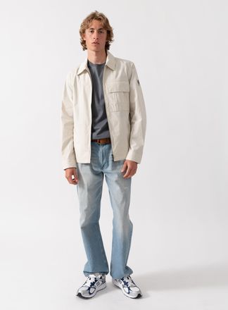 Belstaff Mens Cargo Overshirt in Ivory Cotton - Size X-Large
