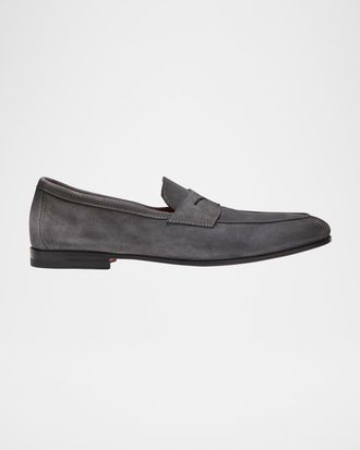 Santoni Men & apos;s Carlos Suede Penny Loafers