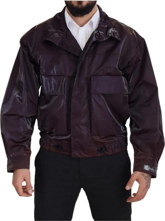Dolce & Gabbana Collared Biker Jacket - Heren - Zomerjassen - Paars - XS - Polyester - Jassen