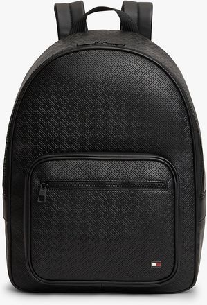 Tommy Hilfiger Mens Allover Flag Logo Backpack - Black