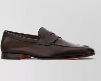 Santoni sullivan leather loafers round toe sole