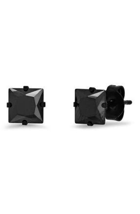 Steeltime Mens Black Ion Plated Square Stud Earrings at Nordstrom Rack