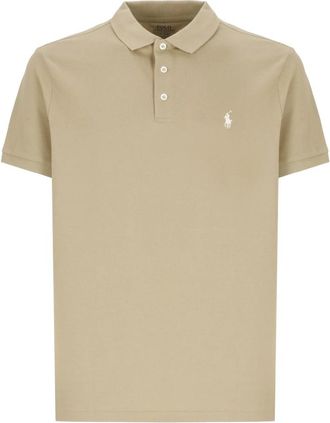 Ralph Lauren Katoenen Polo Shirt met Drie Knoopjes - Heren - Polos - Beige - M - Katoen - Tops