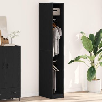 Berkfield Home Black Oak Wardrobe 30x50x200 cm Made from Engineered Wood | Size: 30 x 50 x 200 cm