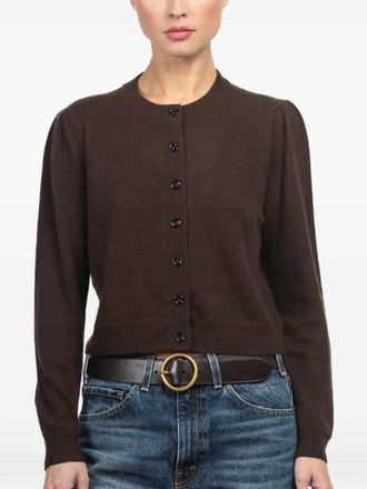 Allude buttoned shoulder cardigan - women - Cashmere - S - Brown