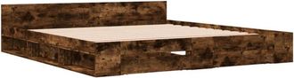 vidaXL Bed Frame with Drawers without Mattress Smoked Oak 200x200 cm vidaXL