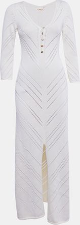 Cult Gaia Cream Patterned Knit Cotton Maxi Dress
