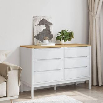 Berkfield Home Beautiful Chest of Drawers FLORO White Solid Wood Pine