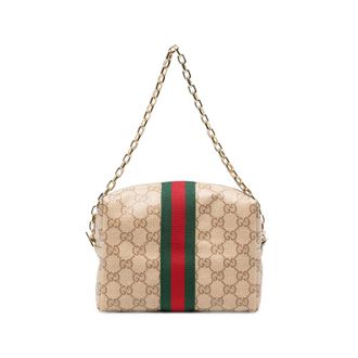 Gucci GG Supreme Web-stripe Clutch Bag
