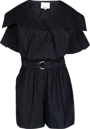 3.1 Phillip Lim wide-collar playsuit - women - Cotton/Polyester - 2 - Black
