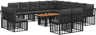 vidaXL Conjunto De Sof&aacute;s De Jard&iacute;n 14 Uds. Negro Y Gris Oscuro Vidaxl