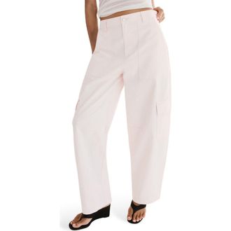 Mango Wide Leg Cargo Jeans in Pastel Pink at Nordstrom, Size 10