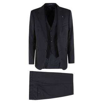 Tagliatore Single Breasted Suits, male, Blue, Size: XL Naples Suit + Virgin Wool Waistcoat