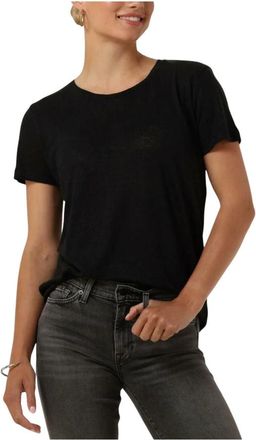 Second Female Peony O Neck Tee - Dames - Tops - Zwart - Maat: M