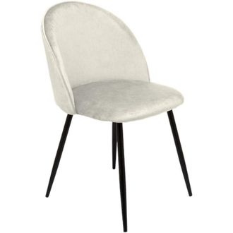 Dmora Silla Stinson, Sill&oacute;n Tapizado En Terciopelo, Silla De Comedor Acolchada, Asiento Para Reuniones, 51x54h82 Cm, Gris Claro - Dmora