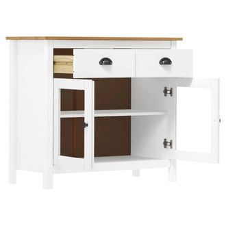 Berkfield Home Sideboard Hill White 90x40x80 cm Solid Pine Wood | Size: 90 x 40 x 80 cm