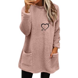 Generic Womens Plush Jumpers Long Sleeves Ladies Jumpers Plush Top for Women UK Lightweight Ladies Sweater Soft Comfortable Plain Fleece Pullover Solid Color 