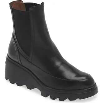 Wonders Platform Wedge Chelsea Boot in Black Leather at Nordstrom, Size 5.5-6Us