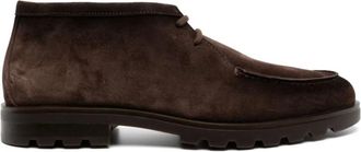 Santoni Donkerbruine Su&egrave;de Desert Boots - Heren - Veterlaarzen - Bruin - 41 1/2 EU - Su&egrave;de - Schoenen
