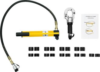 OEM Herramienta De Engaste Hidr&aacute;ulica, Compresi&oacute;n De 6 Toneladas, 9 Tama&ntilde;os De Matrices Incluidos, Color Amarillo