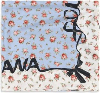 Dolce & Gabbana Silky Scarves, female, Multicolor, Size: ONE SIZE Floral Logo Silk Scarf