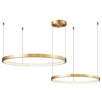 OEM Zing Ring Double 60 B - Lampadario A Led Da 60 Cm Con Due Anelli In Ottone Dorato