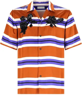 Dries Van Noten Carltone Viscose Horizontal Stripes Shirt