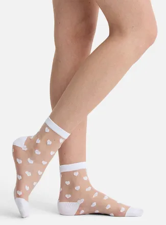 Simons Womens Heart sheer ankle socks