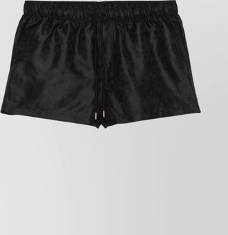 Versace waistband elastic swim shorts with button detail