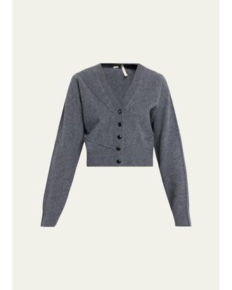 Jason Wu Sculptural Merino Wool Crop V-Neck Cardigan