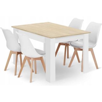 Private Label Insieme Valora 120x80 Sonoma + 4 sedie RIKX bianche