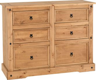 Seconique CORONA 6 DRAWER CHEST - DISTRESSED WAXED PINE - SECONIQUE | TJ Hughes