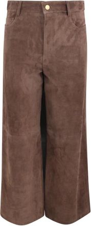 Max Mara Leather Trousers, female, Brown, 2XS, Pantalone Fulmine