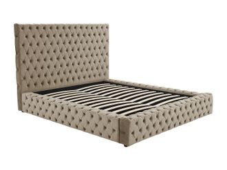 Vente-Unique Canap&eacute; abatible ch&eacute;ster 180 x 200 cm - Terciopelo - Topo - DULENI