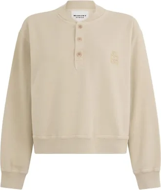 Isabel Marant Sweatshirts, female, Beige, Size: XS Cotton Sweatshirt with Embroidery