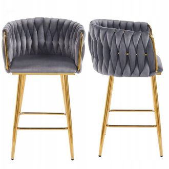 OEM Taburete De Terciopelo Gris H7-fx (g) (estructura Dorada)