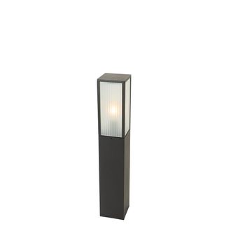 QAZQA Moderno L&aacute;mpara De Pie De Exterior Negra Con Cristal Acanalado 80 Cm Ip44 - Charlois Aluminio /vidrio Alargada Adecuado Para Led Max. 1 X 40 Watt - Qa