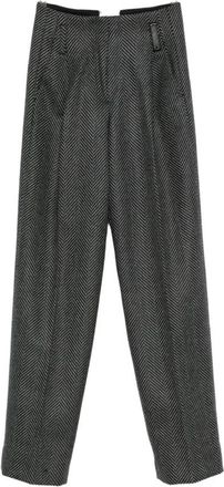 Forte_Forte Straight Broeken - Dames - Straight fit broeken - Grijs - XS - Leer - Broeken