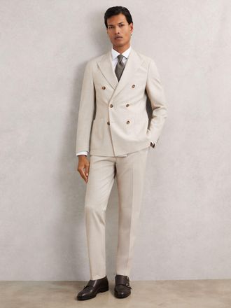 Reiss Stone Slim-fit Textured Suit Trousers With Wool, 36